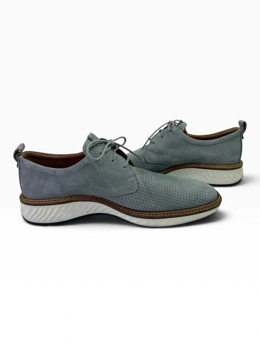 Ecco ST.1 Hybrid Perforated Derby Shoe Gray Leather Lace Up Men’s Size 43/9-9.5
